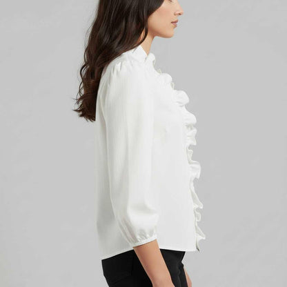 Elegant V-Neck Ruffle Blouse | Women's Long Sleeve Top 3