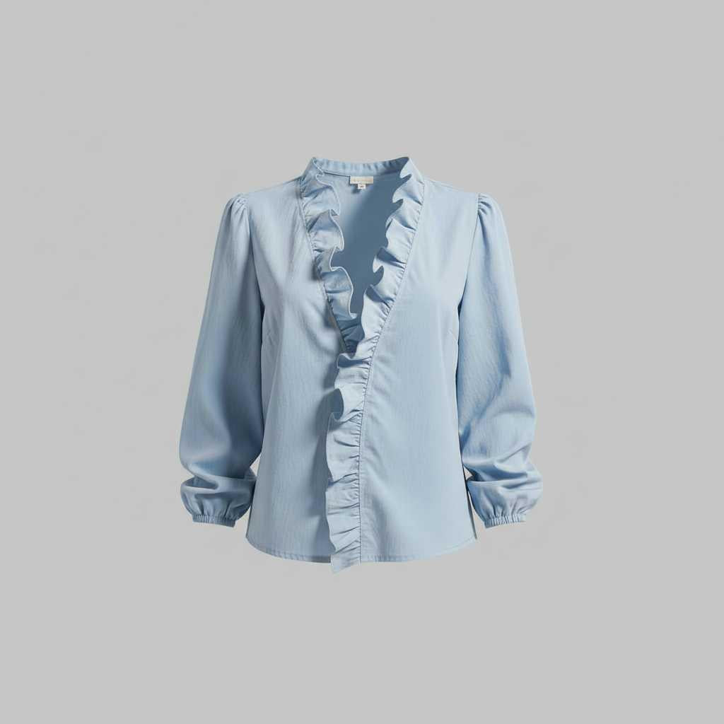 Elegant V-Neck Ruffle Blouse | Women's Long Sleeve Top 4