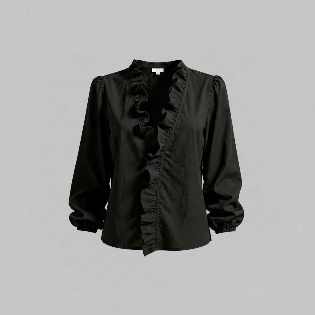 Elegant V-Neck Ruffle Blouse | Women's Long Sleeve Top 6