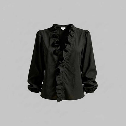 Elegant V-Neck Ruffle Blouse | Women's Long Sleeve Top 6