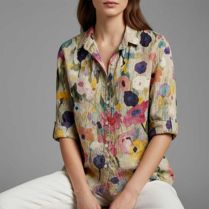 Retro Charm | Women's Long Sleeve Blouse in Vintage Style 1