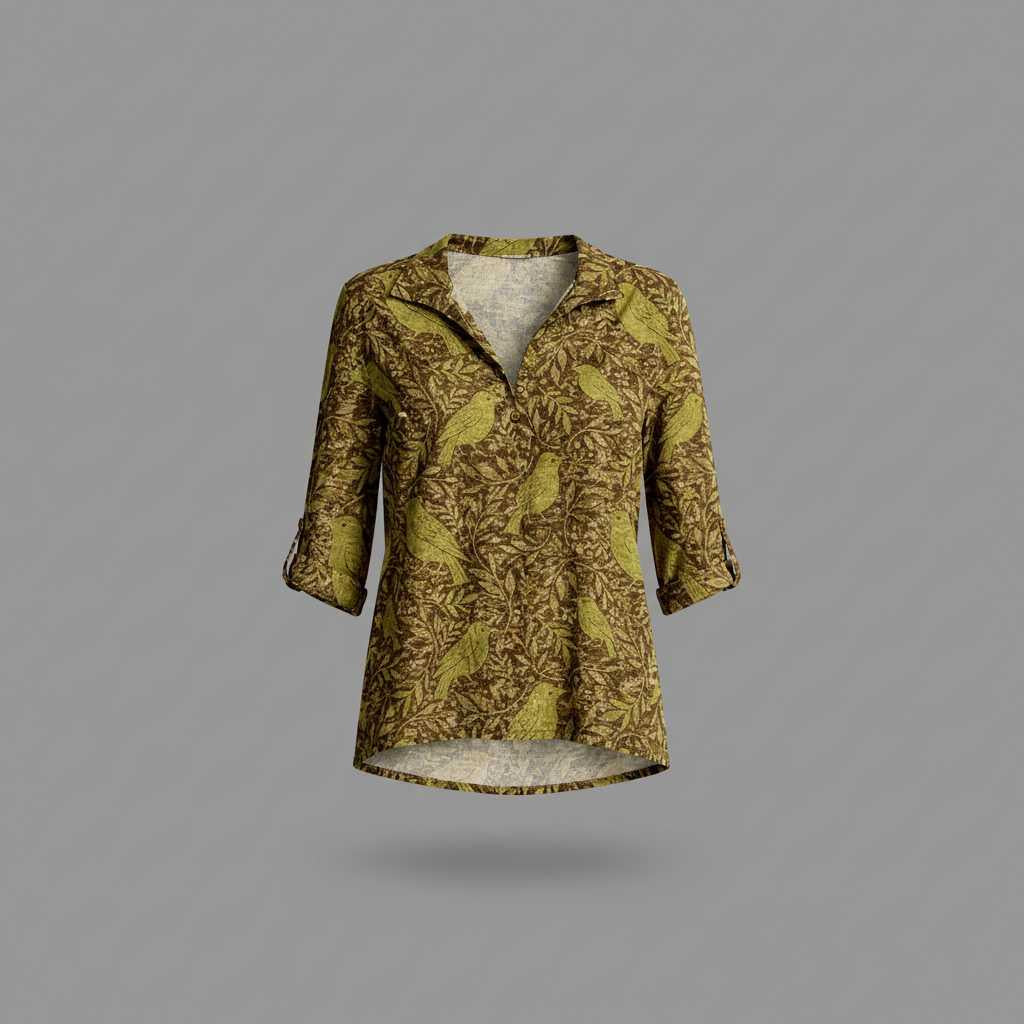 Retro Charm | Women's Long Sleeve Blouse in Vintage Style 3