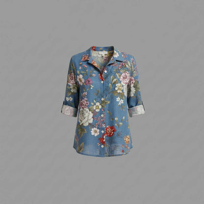 Retro Charm | Women's Long Sleeve Blouse in Vintage Style 4