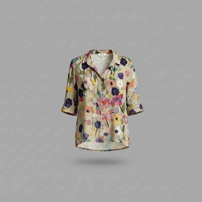 Retro Charm | Women's Long Sleeve Blouse in Vintage Style 6