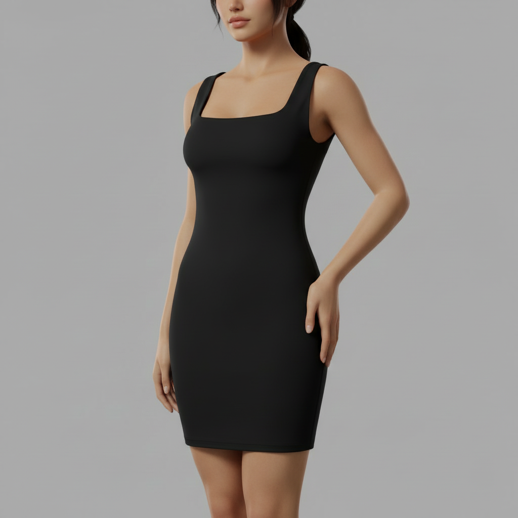 Seamless Square Neck Mini Dress | Women's Summer Dress 1