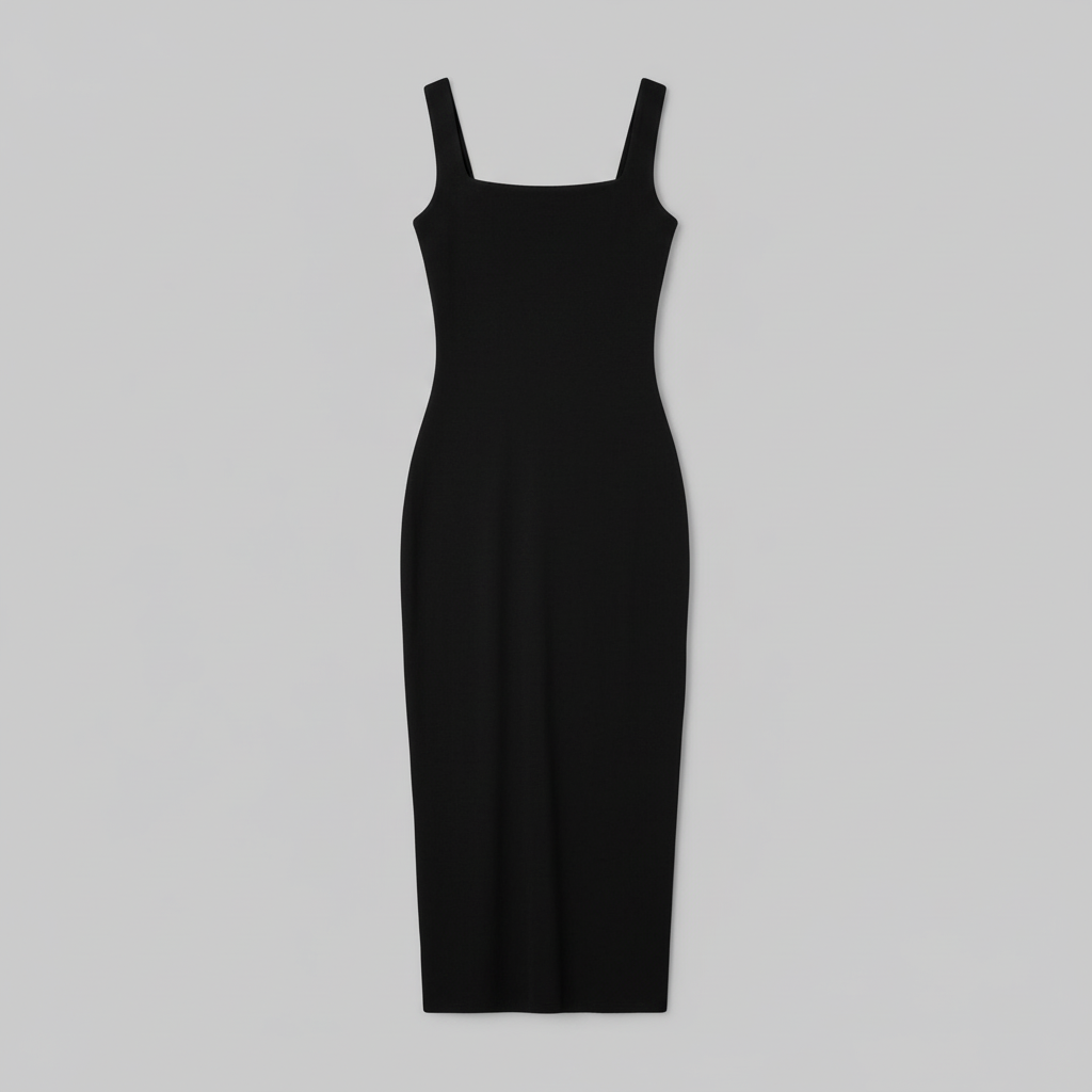 Square Neck Midi Black Dress | Women's Body Shaping Dress 2