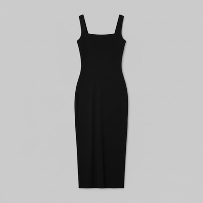 Square Neck Midi Black Dress | Women's Body Shaping Dress 2